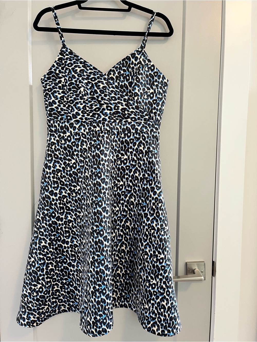 Max & Co. Black and Blue Leopard Print Spaghetti Strap Dress with Pockets